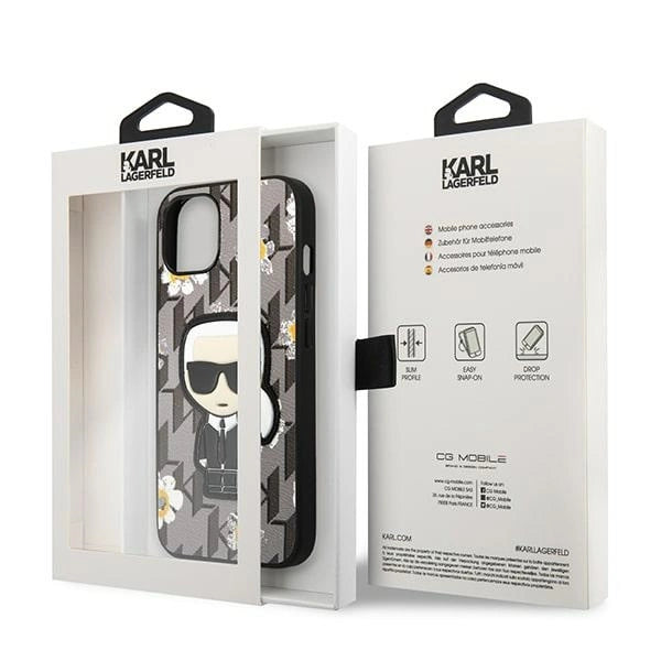 Karl Lagerfeld Flower Ikonik Karl case for iPhone 13 mini - gray