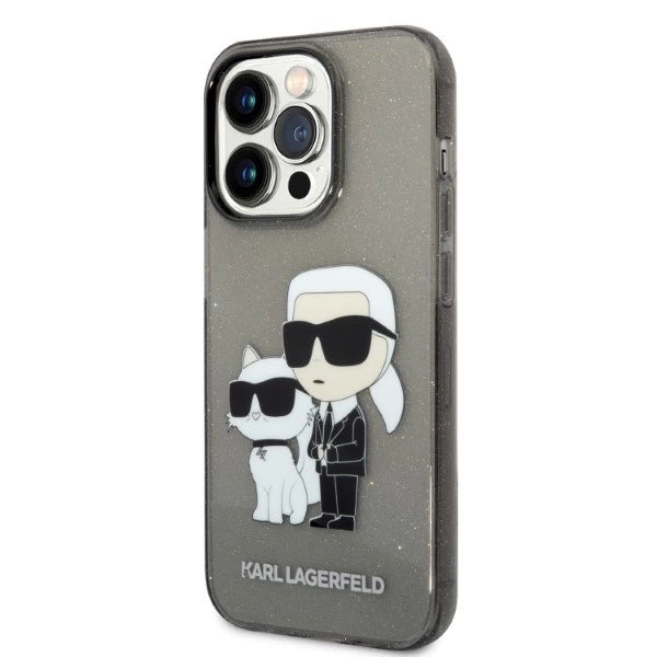 Karl Lagerfeld Glitter Karl&Choupette case for iPhone 14 Pro - black