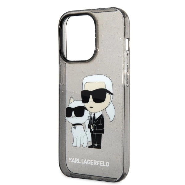 Karl Lagerfeld Glitter Karl&Choupette case for iPhone 14 Pro - black