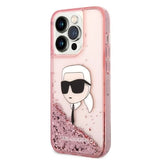 Karl Lagerfeld Glitter Karl's Head case for iPhone 14 Pro - pink