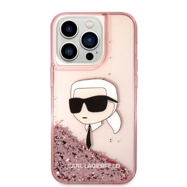 Karl Lagerfeld Glitter Karl's Head case for iPhone 14 Pro - pink
