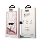 Karl Lagerfeld Glitter Karl's Head case for iPhone 14 Pro - pink
