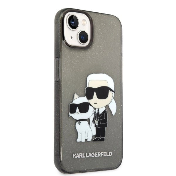 Karl Lagerfeld Glitter Karl&Choupette case for iPhone 14 Plus - black