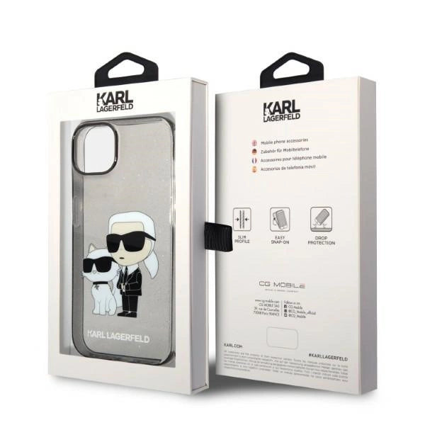 Karl Lagerfeld Glitter Karl&Choupette case for iPhone 14 Plus - black