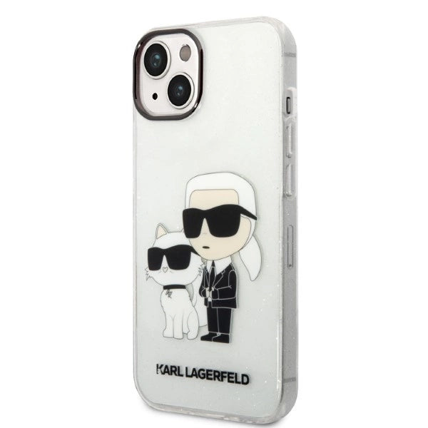 Karl Lagerfeld Glitter Karl&Choupette case for iPhone 14 Plus - transparent