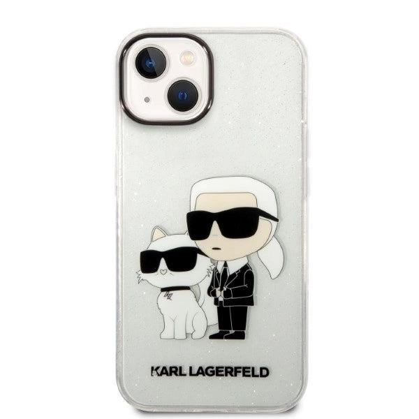 Karl Lagerfeld Glitter Karl&Choupette case for iPhone 14 Plus - transparent