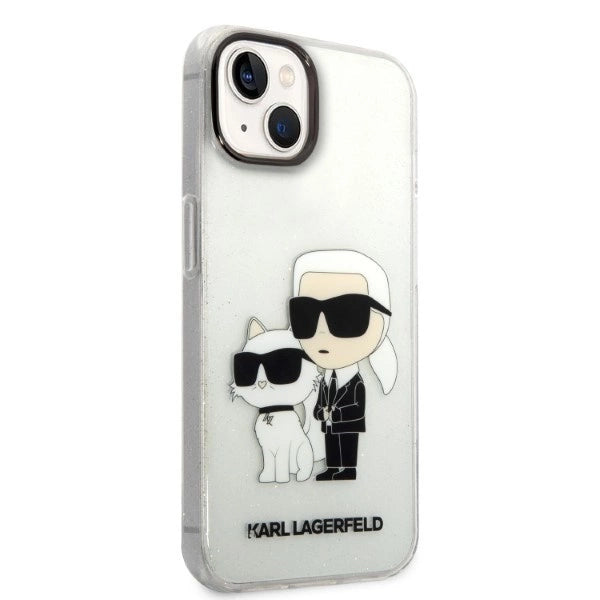 Karl Lagerfeld Glitter Karl&Choupette case for iPhone 14 Plus - transparent