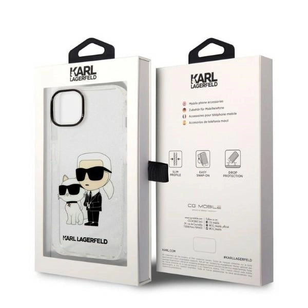 Karl Lagerfeld Glitter Karl&Choupette case for iPhone 14 Plus - transparent