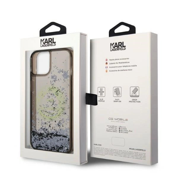 Karl Lagerfeld Liquid Glitter RSG case for iPhone 14 Plus - black