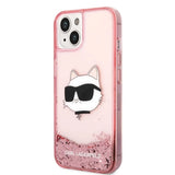 Karl Lagerfeld Glitter Choupette Head case for iPhone 14 Plus - pink