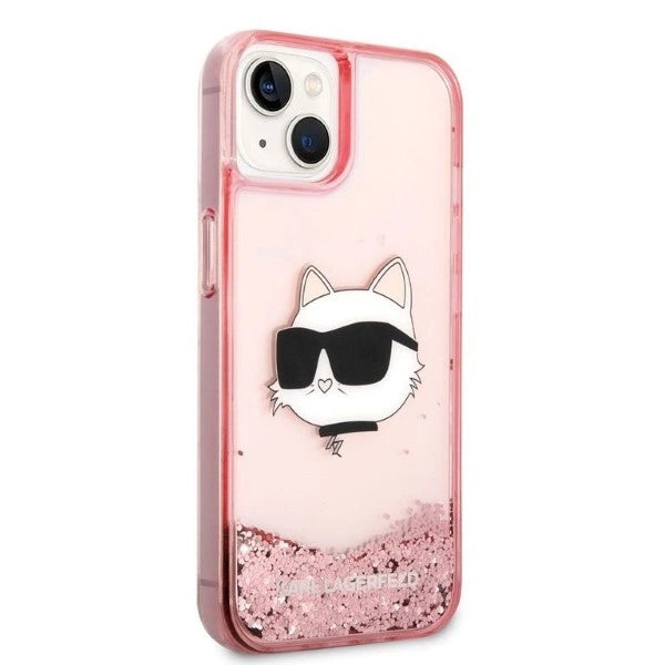 Karl Lagerfeld Glitter Choupette Head case for iPhone 14 Plus - pink