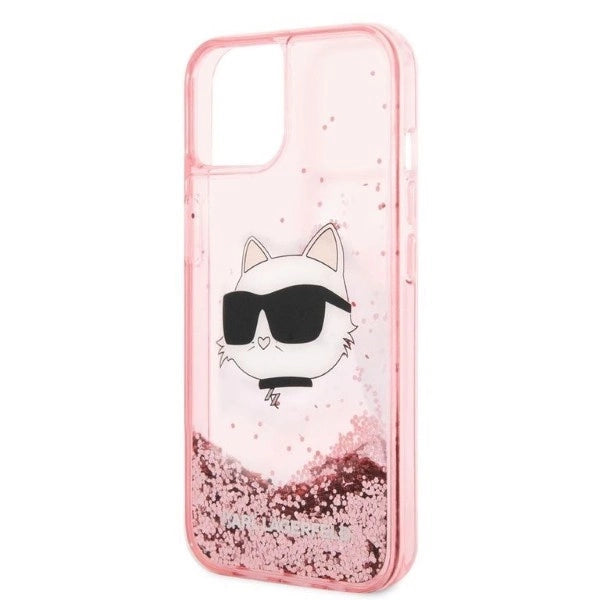 Karl Lagerfeld Glitter Choupette Head case for iPhone 14 Plus - pink