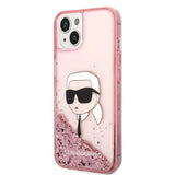 Karl Lagerfeld Glitter Karl's Head case for iPhone 14 Plus - pink