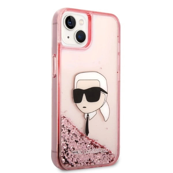 Karl Lagerfeld Glitter Karl's Head case for iPhone 14 Plus - pink