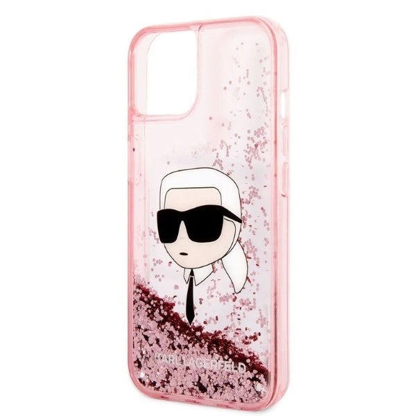 Karl Lagerfeld Glitter Karl's Head case for iPhone 14 Plus - pink