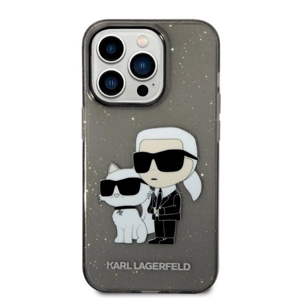 Karl Lagerfeld Glitter Karl&Choupette case for iPhone 14 Pro Max - black