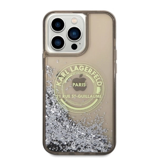 Karl Lagerfeld Liquid Glitter RSG case for iPhone 14 Pro Max - black