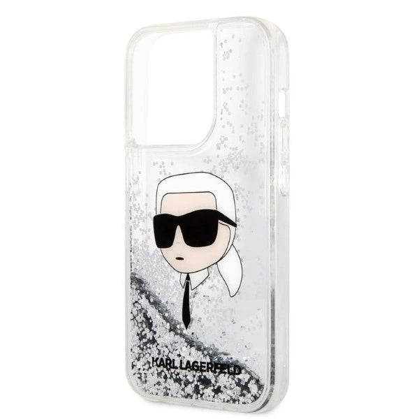 Karl Lagerfeld Glitter Karl's Head case for iPhone 14 Pro Max - silver