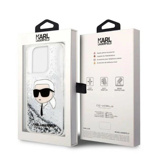 Karl Lagerfeld Glitter Karl's Head case for iPhone 14 Pro Max - silver