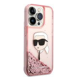 Karl Lagerfeld Glitter Karl's Head case for iPhone 14 Pro Max - pink