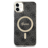 Set Guess GUBPN61H4EACSK Case+Charger iPhone 11 6.1" black/black hard case 4G Print MagSafe