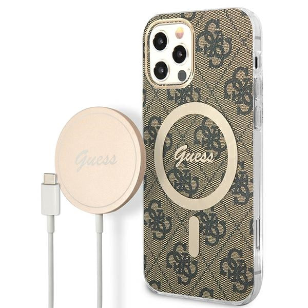 Set Guess GUBPP12MH4EACSW Case+ Charger iPhone 12/12 Pro brun/brun hard case 4G Print MagSafe