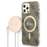 Set Guess GUBPP12MH4EACSW Case+ Charger iPhone 12/12 Pro brun/brun hard case 4G Print MagSafe