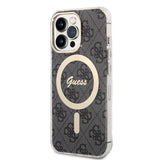 Set Guess GUBPP13LH4EACSK Case+ Charger iPhone 13 Pro black/black hard case 4G Print MagSafe