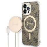 Set Guess GUBPP13LH4EACSW Case+ Charger iPhone 13 Pro brun/brun hard case 4G Print MagSafe