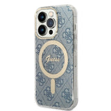 Set Guess GUBPP14LH4EACSB Case+ Charger iPhone 14 Pro 6.1" blue/blue hard case 4G Print MagSafe