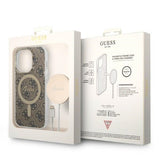 Set Guess GUBPP14LH4EACSW Case+ Charger iPhone 14 Pro 6,1" brun/brun hard case 4G Print MagSafe