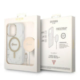 Guess GUBPP14LHMEACSH Case+ Charger Set iPhone 14 Pro 6.1" white/white hard case Marble MagSafe