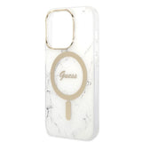 Guess GUBPP14LHMEACSH Case+ Charger Set iPhone 14 Pro 6.1" white/white hard case Marble MagSafe