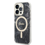 Set Guess GUBPP14LHMEACSK Case+ Charger iPhone 14 Pro 6.1" sort/sort hårdkasse Marble MagSafe