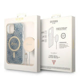 Set Guess GUBPP14MH4EACSB Case+ Charger iPhone 14 Plus 6.7" blue/blue hard case 4G Print MagSafe