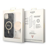 Set Guess GUBPP14MH4EACSK Case+ Charger iPhone 14 Plus 6.7" black/black hard case 4G Print MagSafe