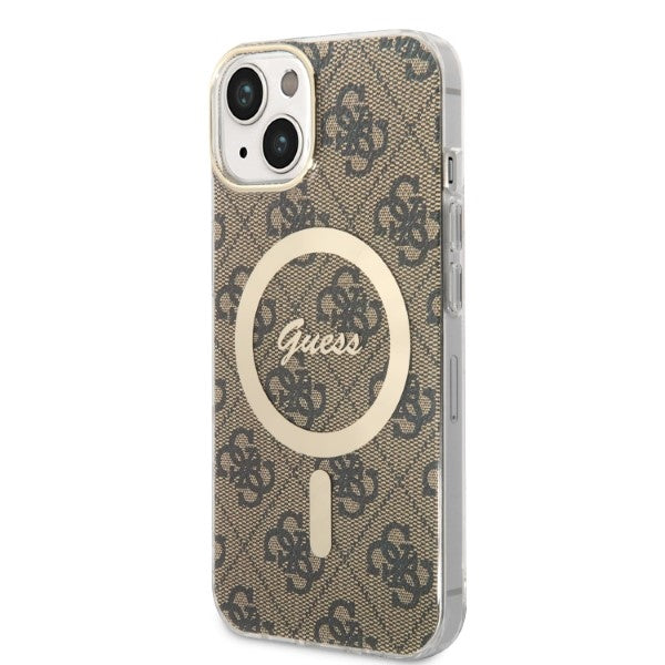 Set Guess GUBPP14MH4EACSW Case+ Charger iPhone 14 Plus 6,7" brun/brun hard case 4G Print MagSafe