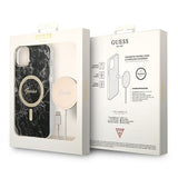 Set Guess GUBPP14MHMEACSK Case+ Charger iPhone 14 Plus 6.7" black/black hard case Marble MagSafe