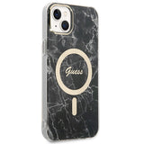 Set Guess GUBPP14MHMEACSK Case+ Charger iPhone 14 Plus 6.7" black/black hard case Marble MagSafe