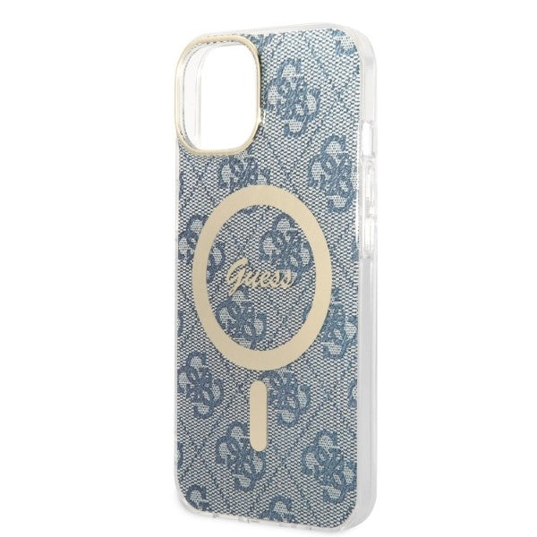 Set Guess GUBPP14SH4EACSB Case+ Charger iPhone 14 6.1" blue/blue hard case 4G Print MagSafe