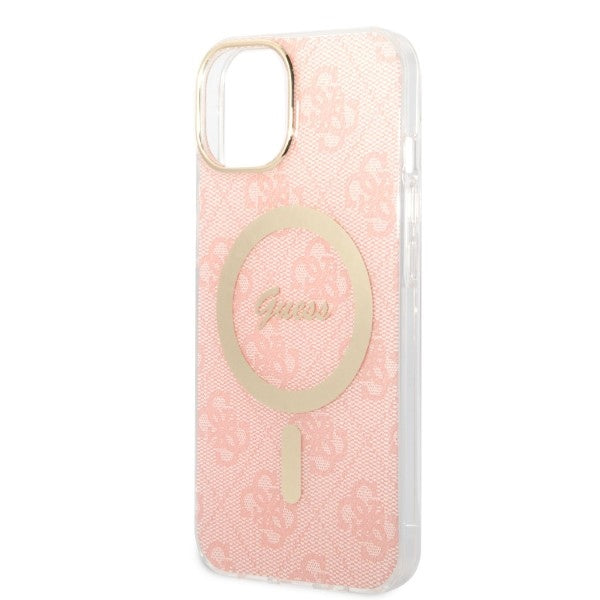 Set Guess GUBPP14SH4EACSP Case+ Charger iPhone 14 6.1" pink/pink hard case 4G Print MagSafe