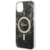Set Guess GUBPP14SHMEACSK Case+ Charger iPhone 14 6.1" black/black hard case Marble MagSafe