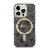 Set Guess GUBPP14XH4EACSK Case+ Charger iPhone 14 Pro Max 6.7" black/black hard case 4G Print MagSafe