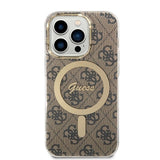 Set Guess GUBPP14XH4EACSW Case+ Charger iPhone 14 Pro Max 6.7" brown/brown hard case 4G Print MagSafe