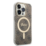 Set Guess GUBPP14XH4EACSW Case+ Charger iPhone 14 Pro Max 6.7" brown/brown hard case 4G Print MagSafe