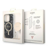 Set Guess GUBPP14XHMEACSK Case+ Charger iPhone 14 Pro Max 6.7" black/black hard case Marble MagSafe