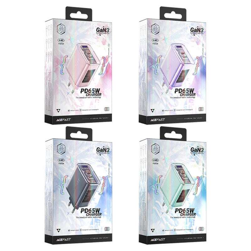 Acefast oplader GaN 65W 3 porte (1xUSB, 2xUSB C) grøn (A45)