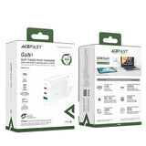 Acefast oplader GaN 65W 3 porte (1xUSB, 2xUSB C PD) UK stik hvid (A44)