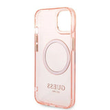 Guess GUHMP14MHTCMP iPhone 14 Plus 6.7" pink/pink hard case Gold Outline Translucent MagSafe