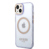 Guess GUHMP14SHTCMU iPhone 14 6.1" purple/purple hard case Gold Outline Translucent MagSafe